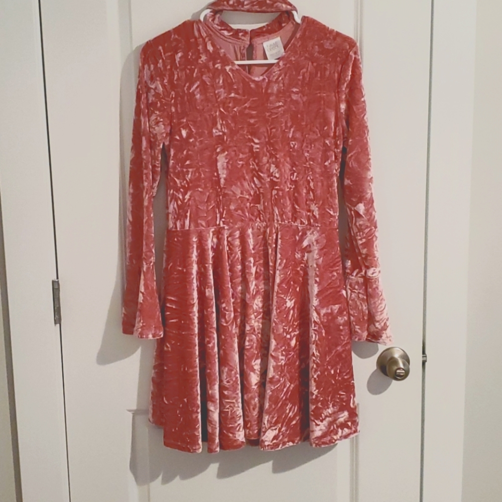 Crushed Velvet Blush Pink Dress